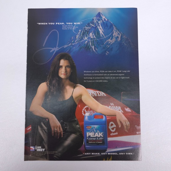 Danica Patrick PEAK Antifreeze Casual Pose IndyCar Print Ad 2007 Garage Art - Picture 1 of 6